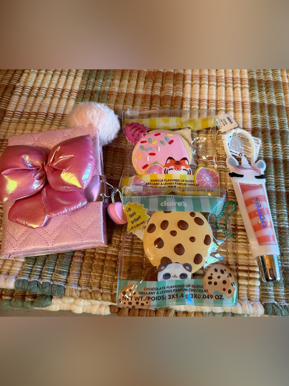 Claire's Mini Pink Bow Locking Journal & Lipgloss Bundle